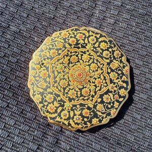 Stratton Vintage Floral Compact with Gold Accents